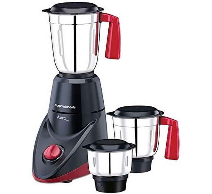 Morphy Richards Aero Plus 500-Watt Mixer Grinder with 3 Jars (Black/Wine) (640096 AERO PLUS)